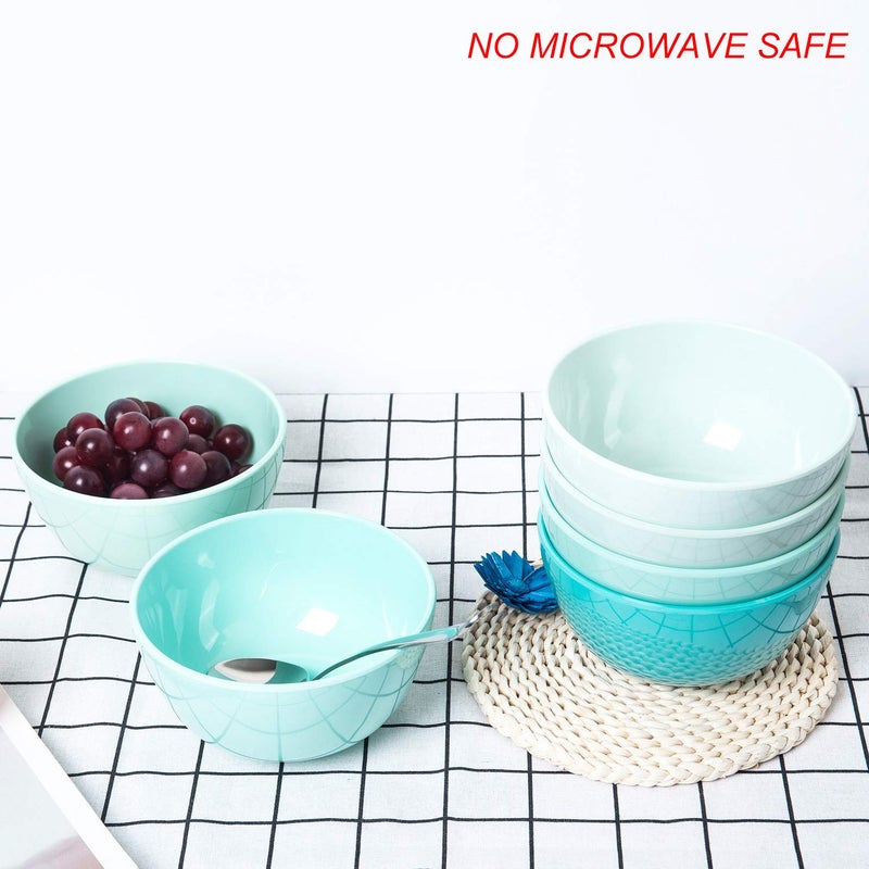 KX-WARE 28-ounce Melamine Bowls set, 6-inch 100% Melamine Cereal/Soup/Salad Bowls, set of 6 in Cool Assorted Colors - Image 3